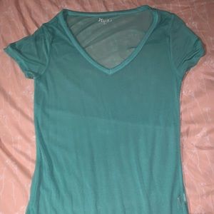 See through blue v-neck